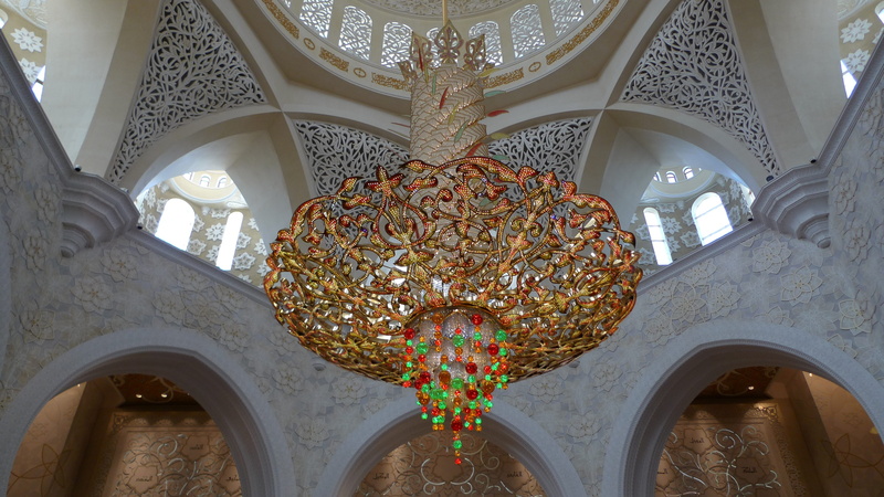 architecture, architectural column, floral pattern, 4K, lighting equipment, creativity, directly below, cupola, religion, precious stones, lamp, pattern