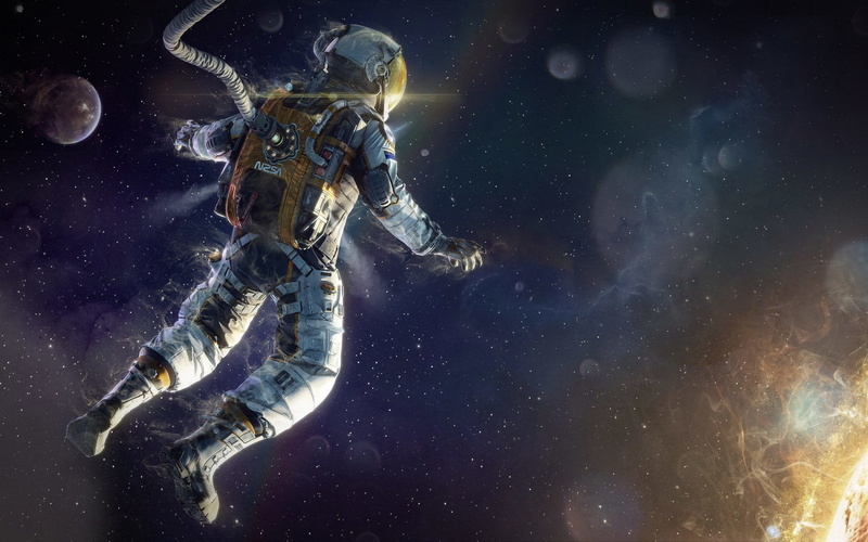 outdoors, Space, sky, underwater, nature, sport, 1080P, swimming, one person, Sci Fi, undersea, night, sea, Astronaut, astronomy, galaxy, adventure