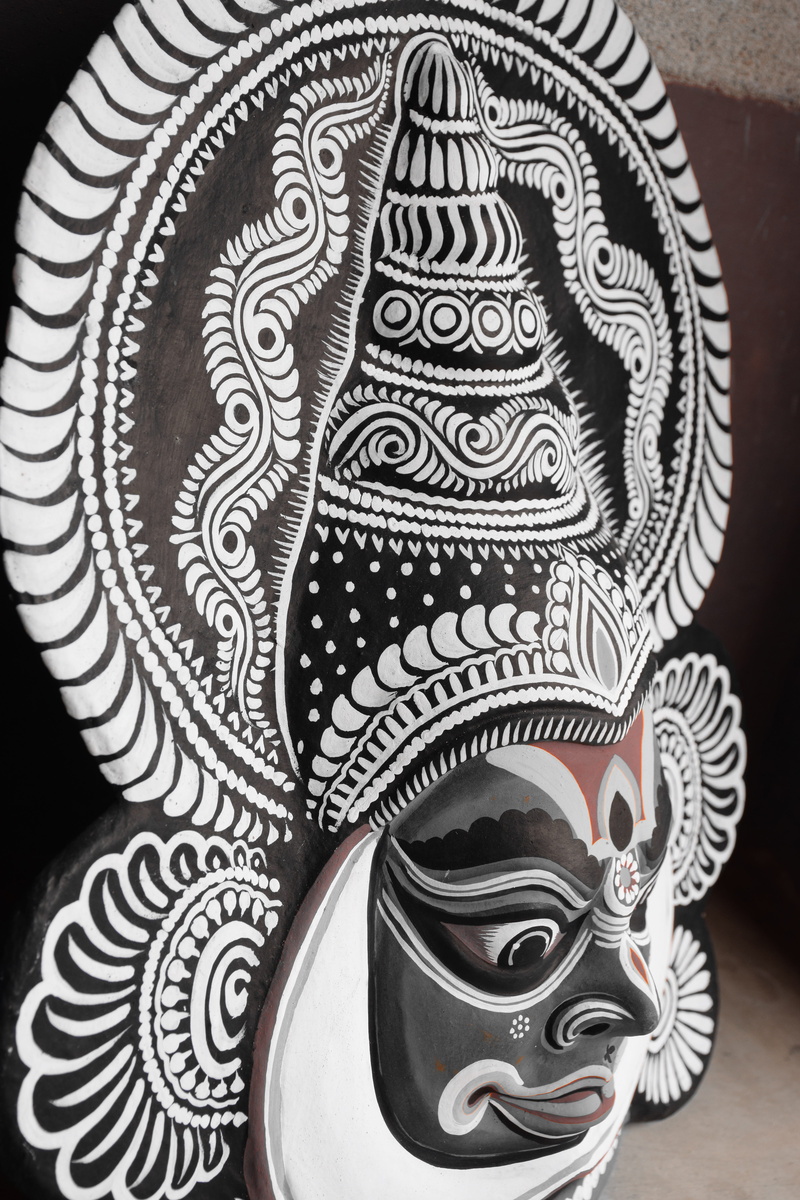 art and craft, design, focus on foreground, 5K, no people, purulia, west bengal, human representation, india, chau mask, ornate, representation, indoors