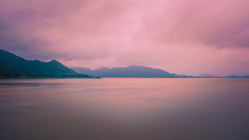 tranquility, magenta, sun, no people, joy, water, lake, sunset, landscape, land, travel, pink color, evening, nature, mountain, sea, beach sunset, lifestyle