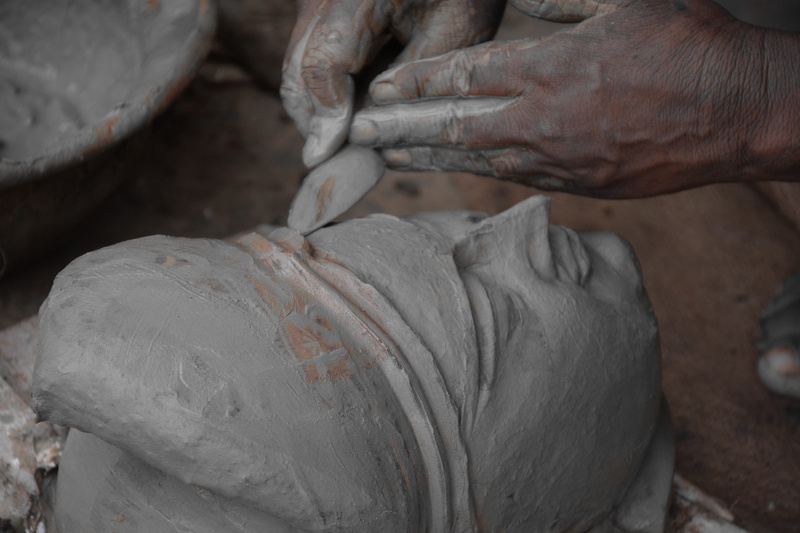 human body part, men, clay, making, occupation, art and craft, working, west bengal, india, close-up, artist, mud, 5K, indoors, pottery, hand, chau dance