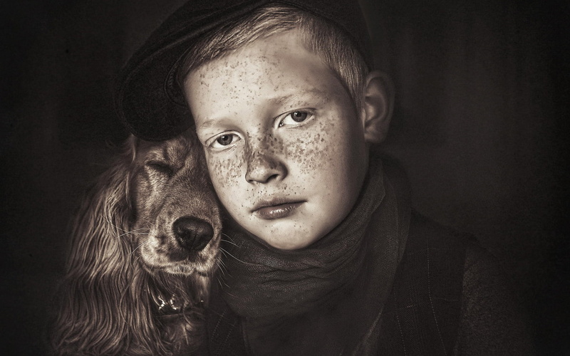 dog, 1080P, little boy, true, friends