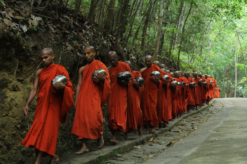 Asian, 5K, daylight, road, buddhist, sidewalk, traditional clothing, group of people, religion, outdoors, asia, line, environment, Buddhism, people, belief