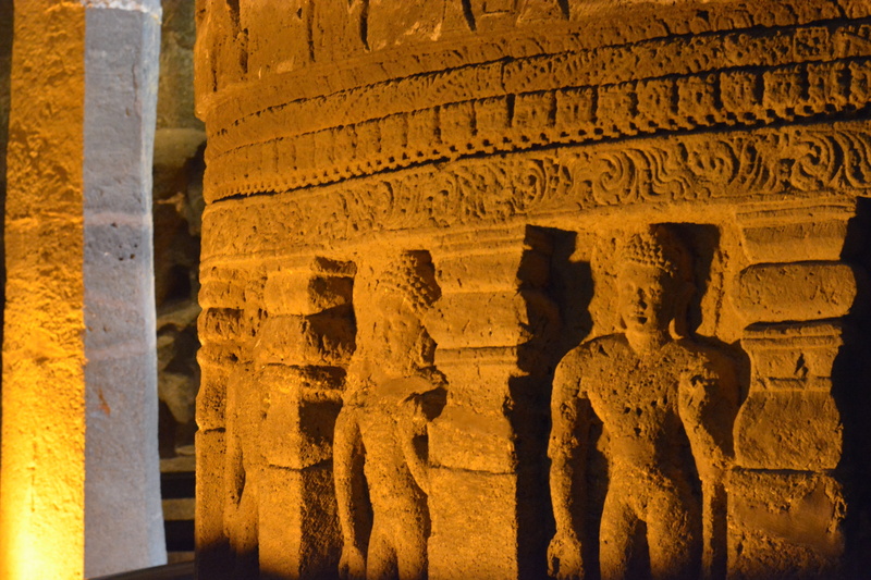5K, tourism, belief, place of worship, ajanta, religion, art and craft, no people, carving - craft product, the past, craft, history, architectural column