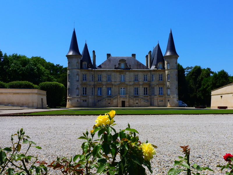 outdoors, exquisite, building exterior, tree, flowering plant, no people, monument, chateau, pauillac, day, europe, religion, clear sky, plant, wine, building