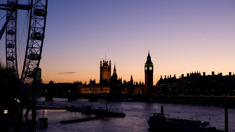 silhouette, hd, ben, big, shadow, london, sunset, wheel, ocean, ferris, 1080P, cityscape