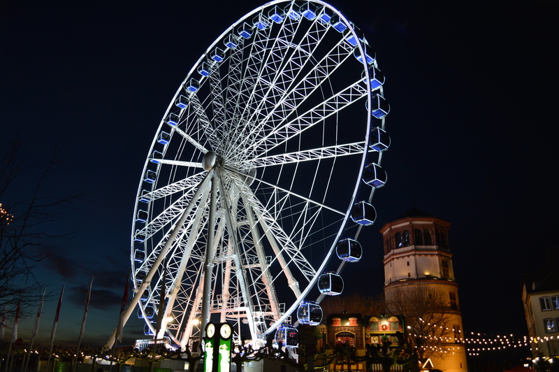 outdoors, 5K, night, tourism, wheel of vision, ferris wheel, illuminated, christmas market, sky, amusement park, arts culture and entertainment, built structure