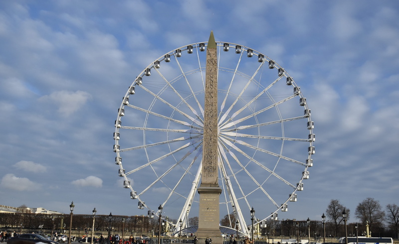 building exterior, cloud - sky, paris, nature, no people, travel destinations, sky, amusement park, obelisk, circle, amusement park ride, architecture