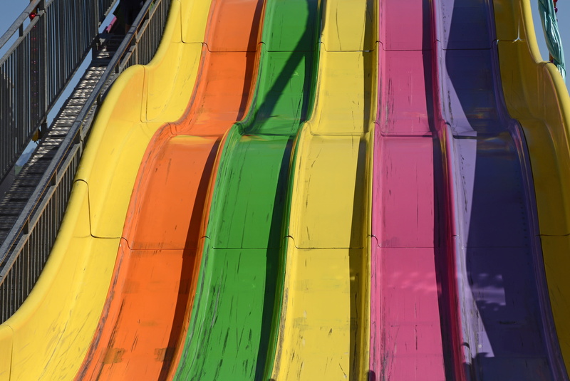 hustle and bustle, orange color, fast, slide, speed, day, multi colored, paint, leisure, transportation, color, nature, full frame, fairground, mode of transportation