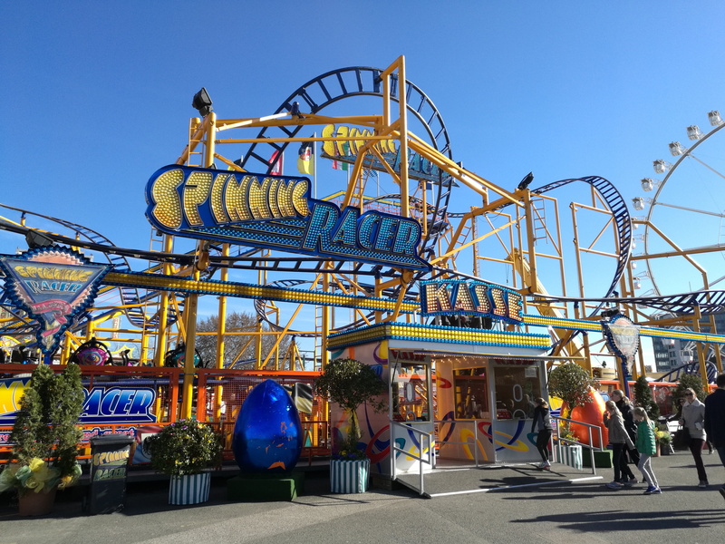 4K, carousel, arts culture and entertainment, sky, fun, group of people, blue, dom, germany, roller coaster, amusement park, nature, ferris wheel, leisure