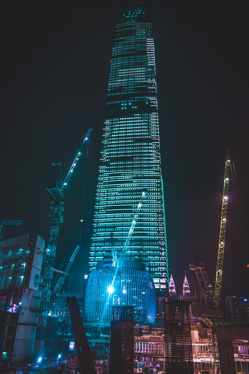 nature, no people, skyscraper, 5K, office, cyberpunk, outdoors, built structure, tunrazakexchange, night, nightlife, urban, city, construction, illuminated