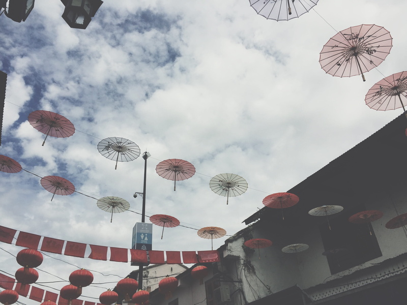 roof, outdoors, lighting equipment, city, building exterior, nature, built structure, jonker walk melaka, hanging, cloud - sky, day, architecture, chinese lantern