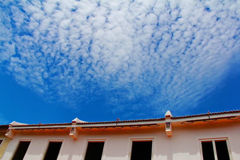melaka, roof tile, low angle view, architecture, no people, day, cloud - sky, nature, building, building exterior, malacca, 2K, blue, arts culture and entertainment