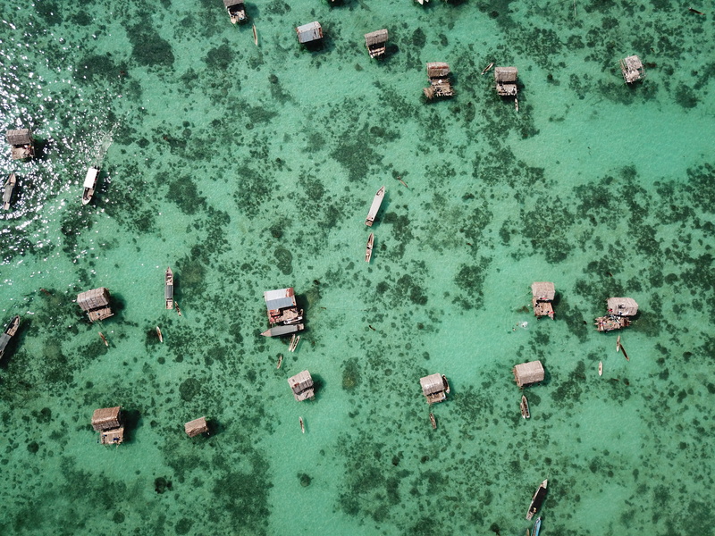 sea, swimming, in a row, shallow, sunlight, beach, 4K, day, aerial view, turquoise colored, green color, water, high angle view, nature, malaysian, malaysia