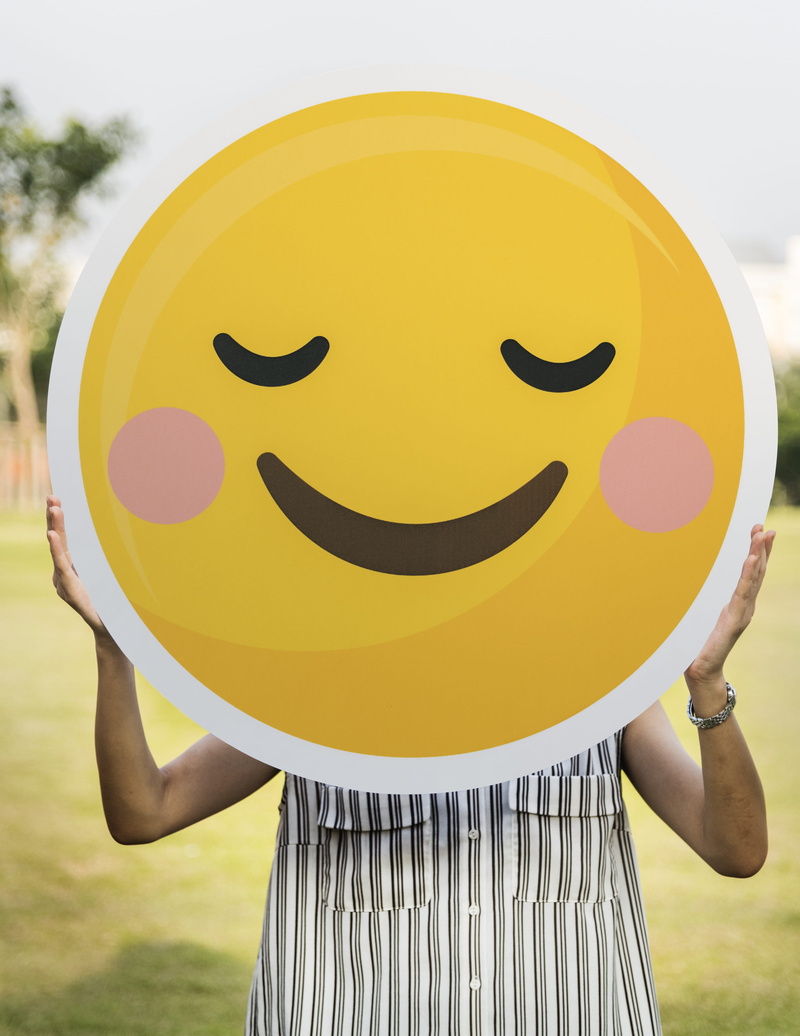yellow, outdoors, cartoon, 4K, korean, happy, nature, paper, obscured face, standing, smiley face, happiness, sky, smile, day, lifestyles, smiling f, anthropomorphic smiley face