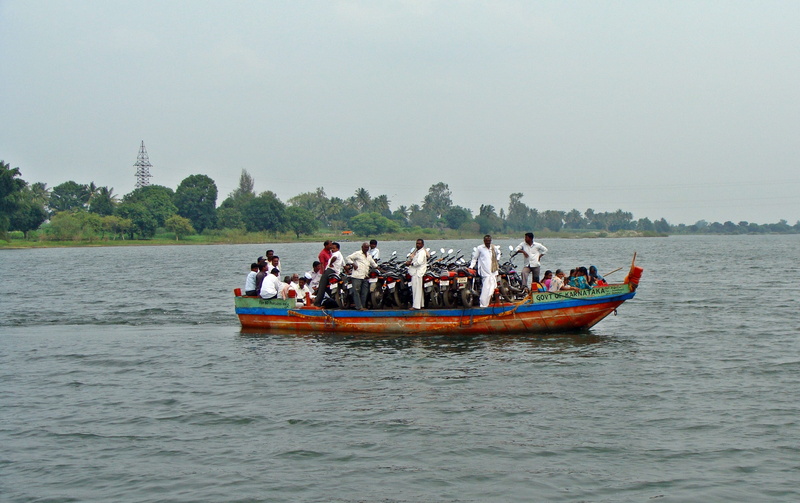 mode of transportation, River, karnataka, nature, Krishna River, india, tourist, sea, boat, tourism, passenger craft, Island, medium group of people, Boat