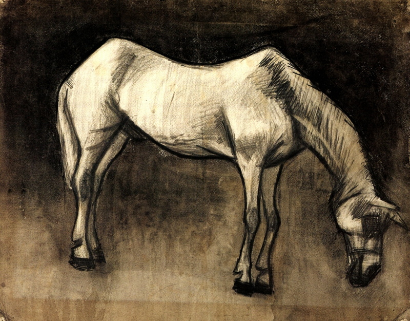 1080P, white horse, Vincent van Gogh, Old Nag