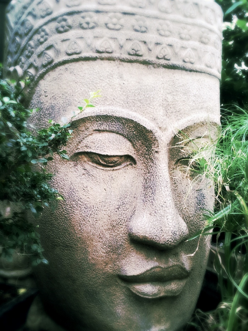 human body part, buddhist, calm, outdoors, zen, 1080P, paint, close-up, meditation, body part, face, concept, sculpture, day, human face, portrait, relaxation