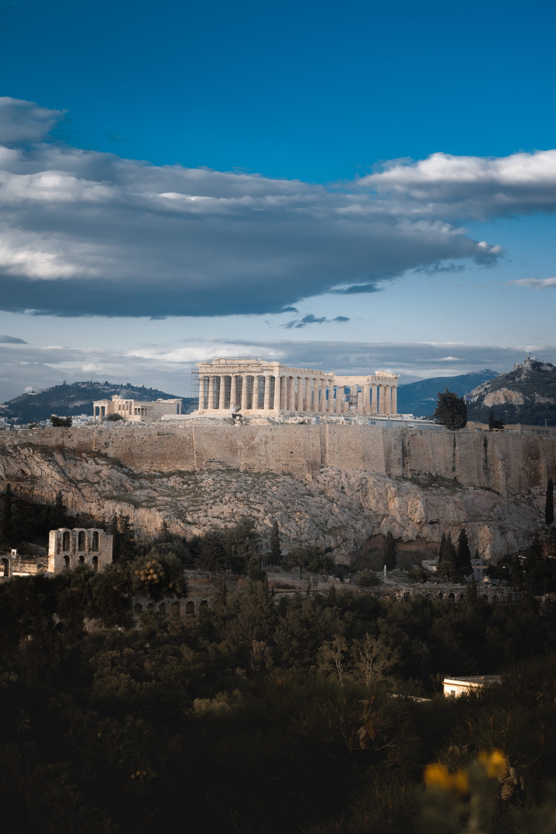 mountain, column, cloud - sky, outdoors, tourism, ancient, travel destinations, acropolis, building, travel, beauty, pillar, sky, archaeology, the past