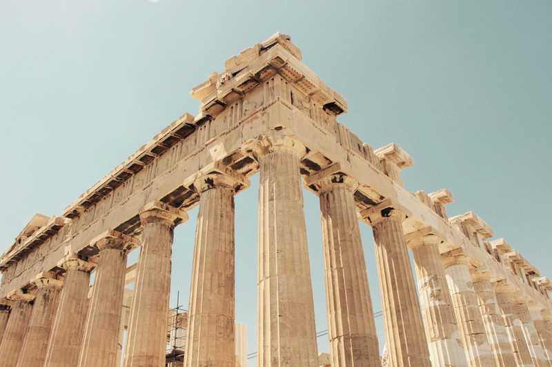 tourism, low, athens, greece, clear sky, pillar, travel destinations, ruined, belief, ruins, antiquity, abandoned, historic, travel, parthenon, spirituality