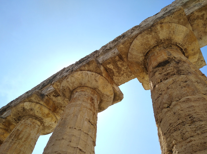 deterioration, weathered, ancient civilization, italy, paestum ruins, archaeology, low angle view, sky, nature, damaged, 4K, no people, ancient, the past
