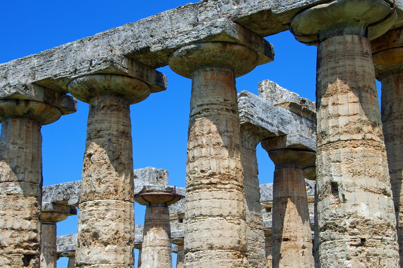 the Past, paestum, history, columns, old Ruin, ancient civilization, temple of neptune, day, architecture, doric columns, outdoors, roman, built structure