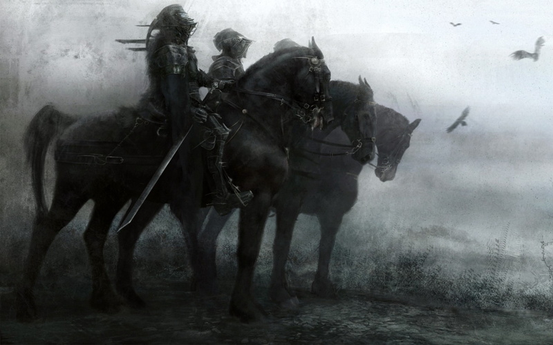 artwork, sword, 2K, horse, knight, dark fantasy