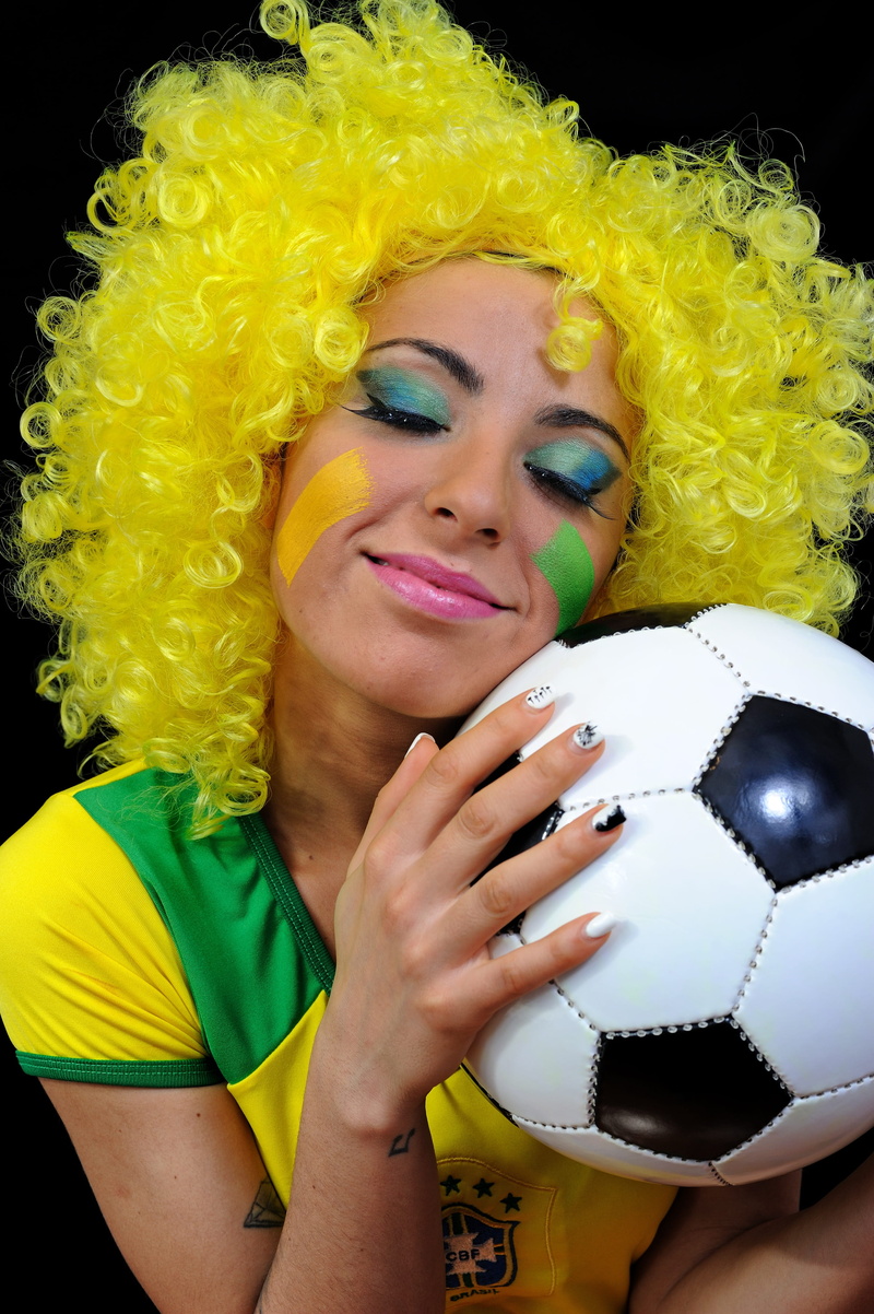celebration, paint, national, front view, passionate, real people, one person, face paint, woman, look, fan, attractive, brazil, competition, emotion, young