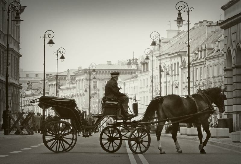 vertebrate, domestic, outdoors, cultures, travel, old town, transportation, horse, 2K, animal themes, riding, built structure, street, people, black And White