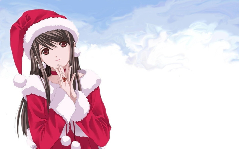 innocence, holiday, costume, red, child, portrait, childhood, celebration, winter, warm clothing, females, santa hat, white color, girls, clothing, christmas anime girls sky santa claus tokimeki memorial only love amamiya sayuri