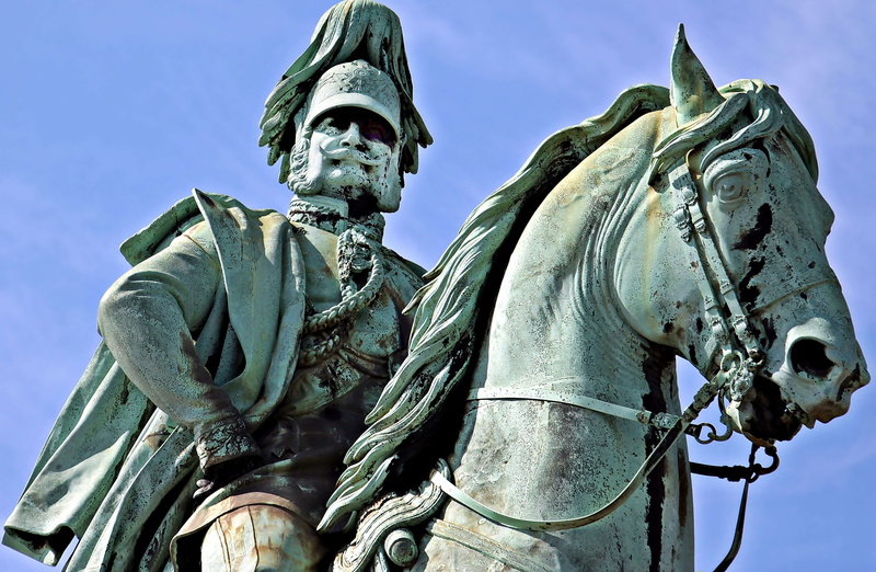 4K, outdoors, cologne deutz, art and craft, hohenzollern bridge, blue, the past, sky, history, human representation, equestrian statue, bridge hohenzollern bridge