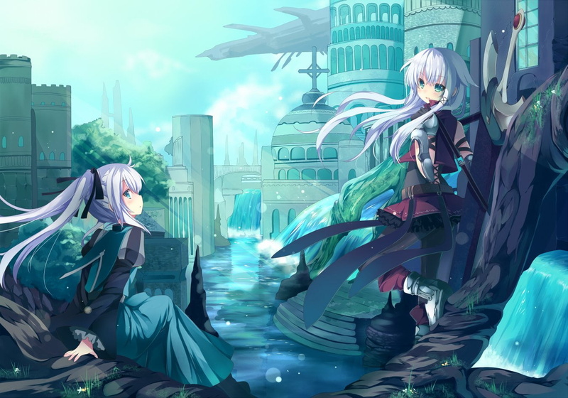 glass - material, Town, clothing, leisure activity, day, Water, architecture, building exterior, group of people, Anime, Original (Anime), men