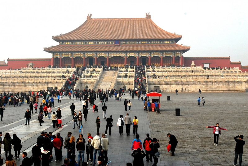 building exterior, adult, travel destinations, 1080P, history, forbidden, tourism, outdoors, men, city, daytime, visit, forbidden city, beijing, place of worship