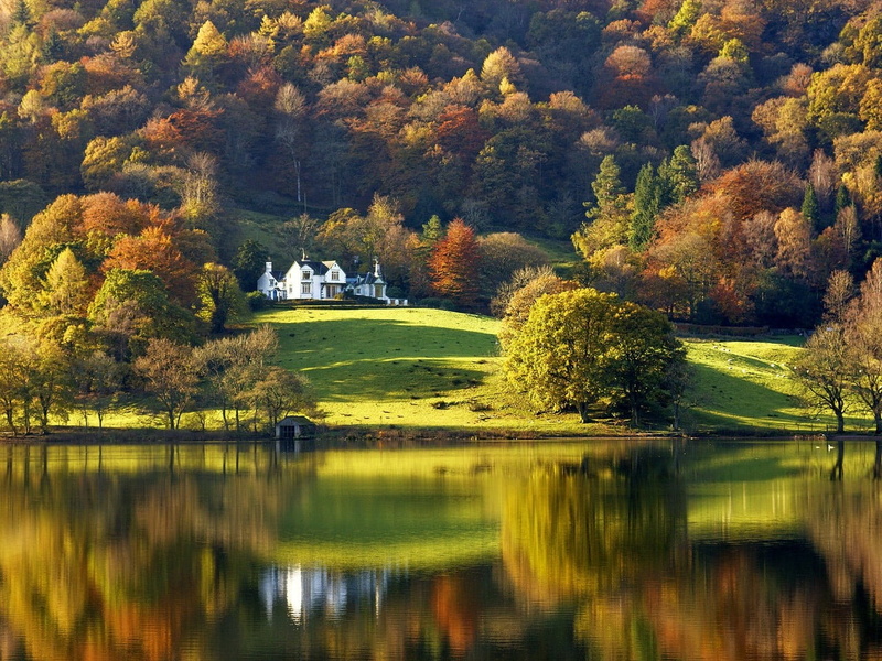 fall, autumn collection, built structure, tranquil scene, scenics - nature, growth, landscape, change, waterfront, autumn, nature, plant, beauty in nature