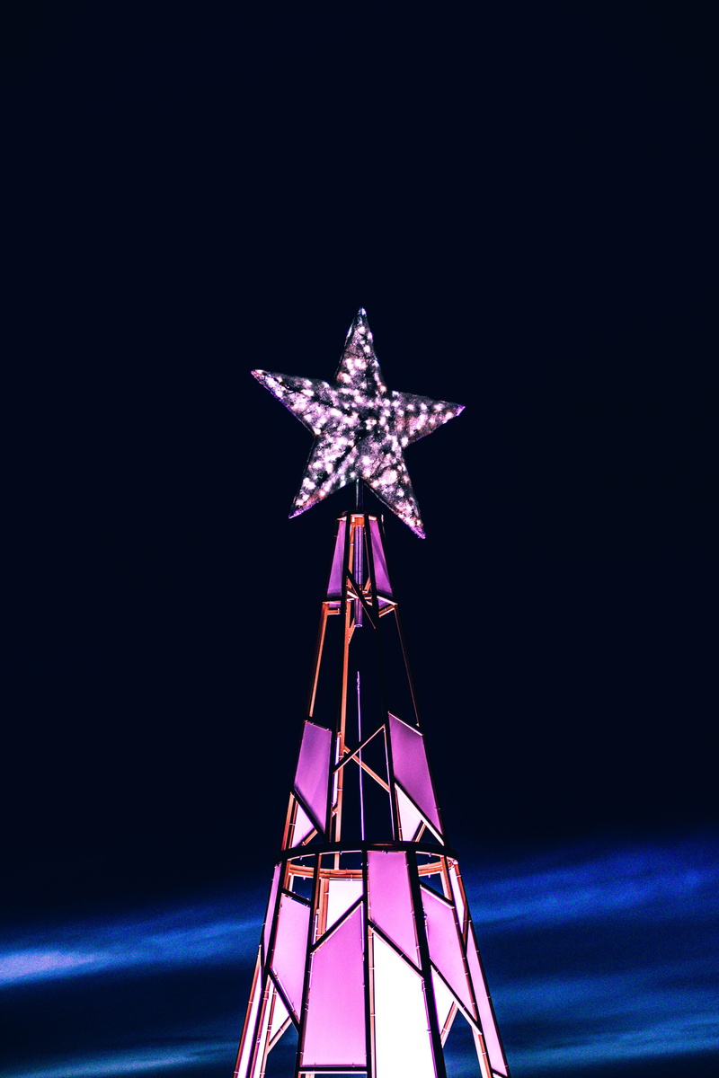 tree, decoration, montreux, blue, colors, retrowave, outdoors, celebration event, celebration, christmas lights, lighting equipment, 5K, no people, arts culture and entertainment