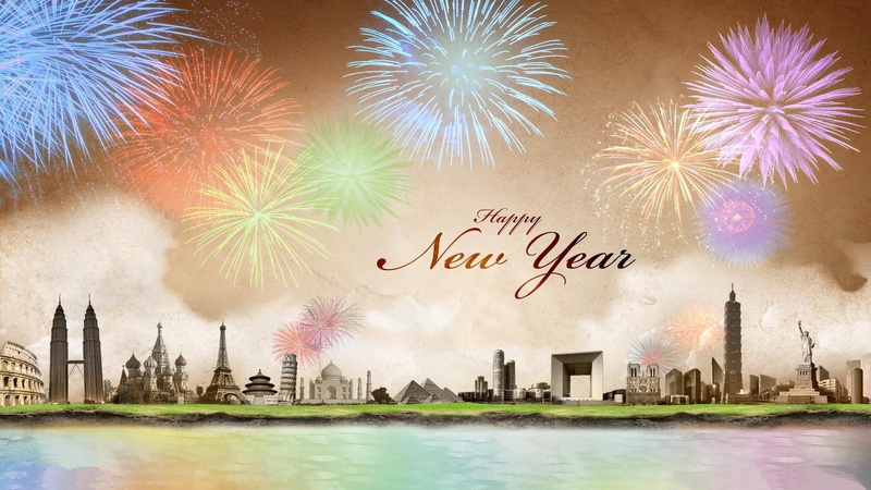 world, holidays, across, nature, 1080P, nature and landscapes, year, fireworks, new, happy