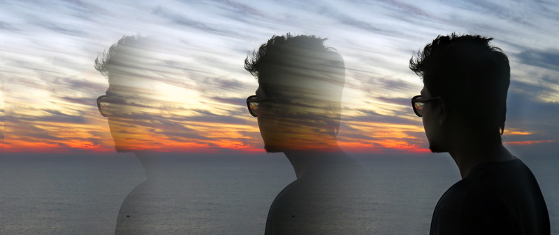 tranquility, land, adult, profile view, sea, lonely, surface, sad, sun, contemplation, landscape, side view, man, fading, water, scenics - nature, sky