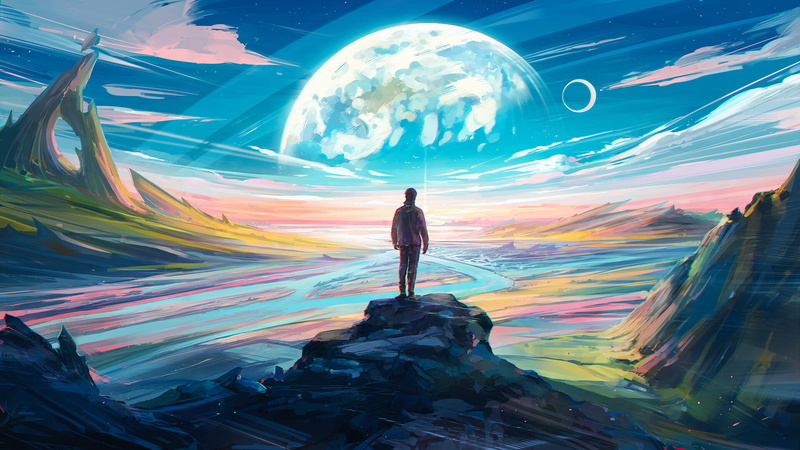 1080P, science fiction, digital painting, landscape, Aenami