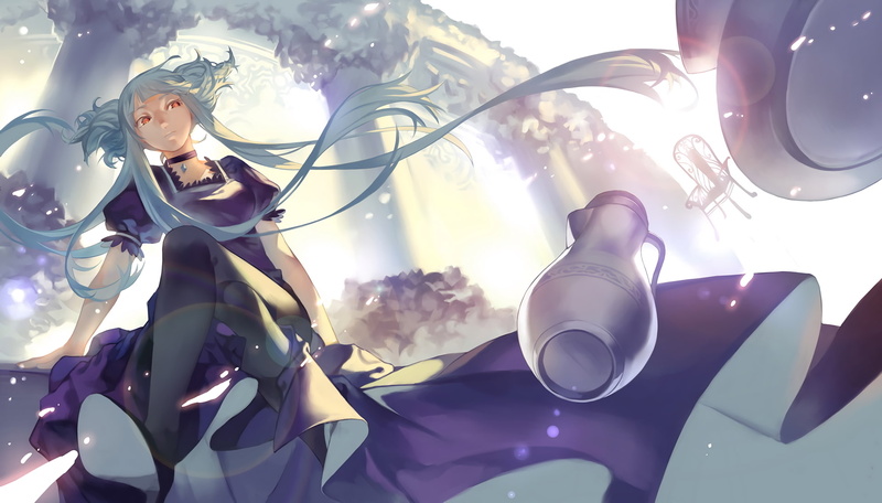 blonde, red eyes, Kongou (Aoki Hagane no Arpeggio), collars, twintails, long hair, Aoki Hagane no Arpeggio, 1080P