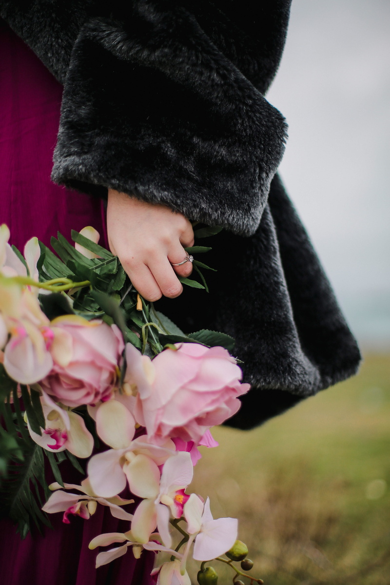 flowers, fragility, real people, pink color, pink, women, white, fur, nature, plant, hand, gray, wearing, freshness, midsection, flower head, person, flower