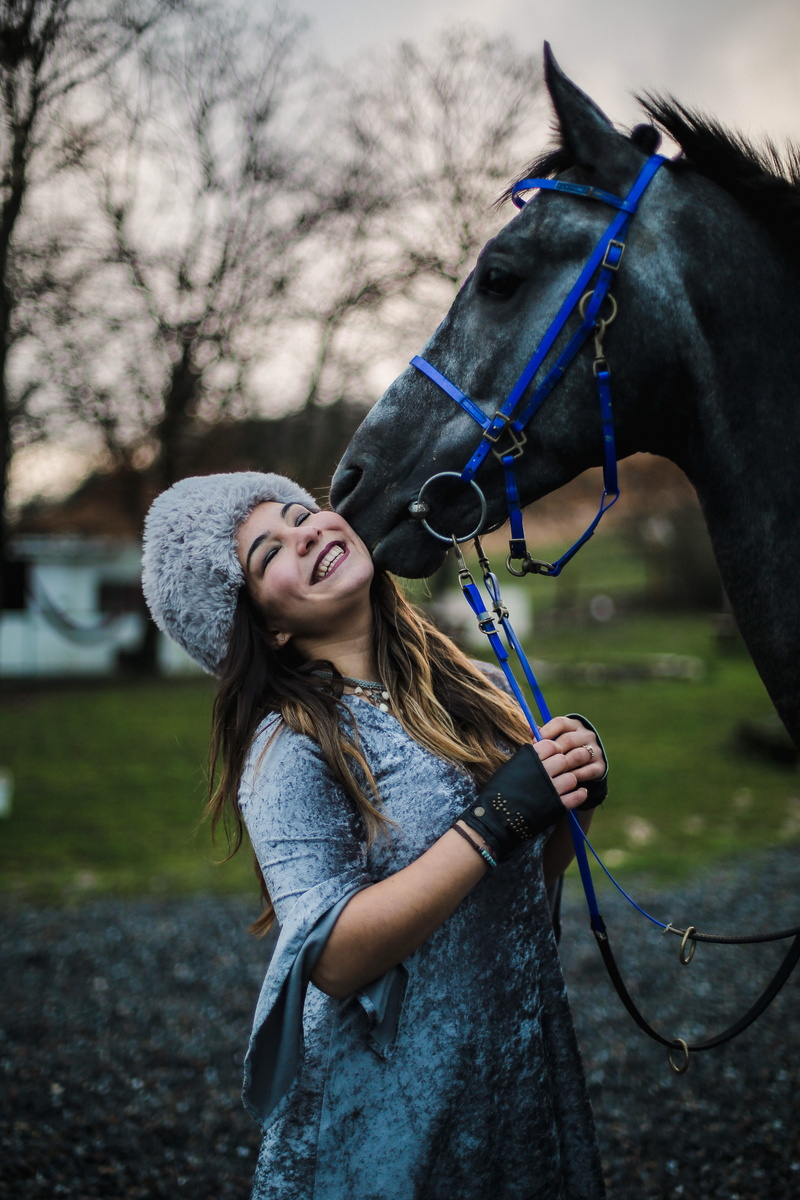 female, smiling, woman, tree, l, domestic animals, childhood, young adult, domestic, hairstyle, vertebrate, pony, g, young women, hair, pets, focus on foreground