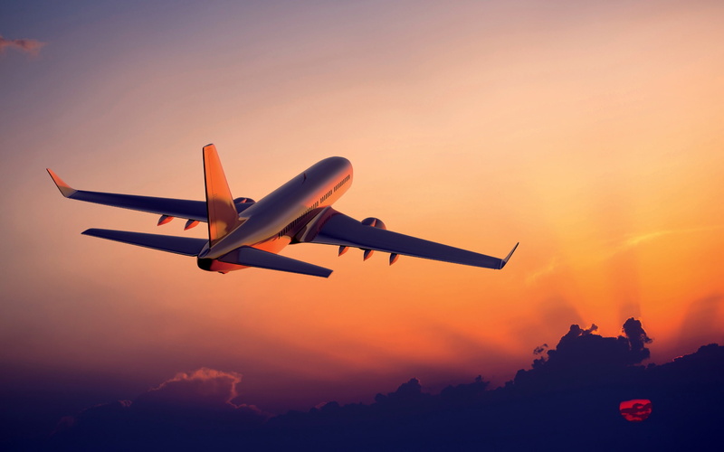 Sunset, Plane, Flying, 2K, Airliner, Photography