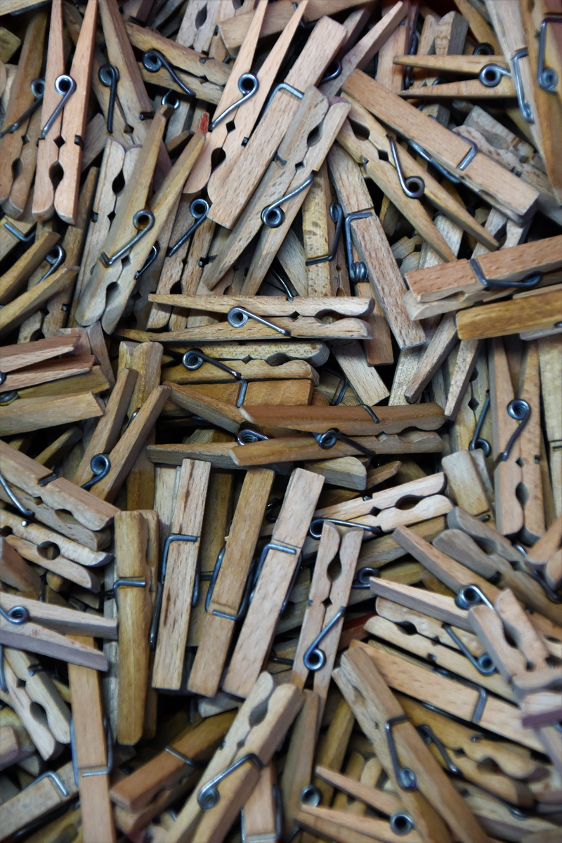 indoors, pattern, day, clothespin, container, display, germany, full frame, clothes pins, laundry, structure, 5K, wood - material, peg, pin