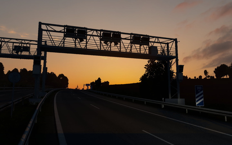 transport, ETS2, highway, Europe, sunset, 720P, video games