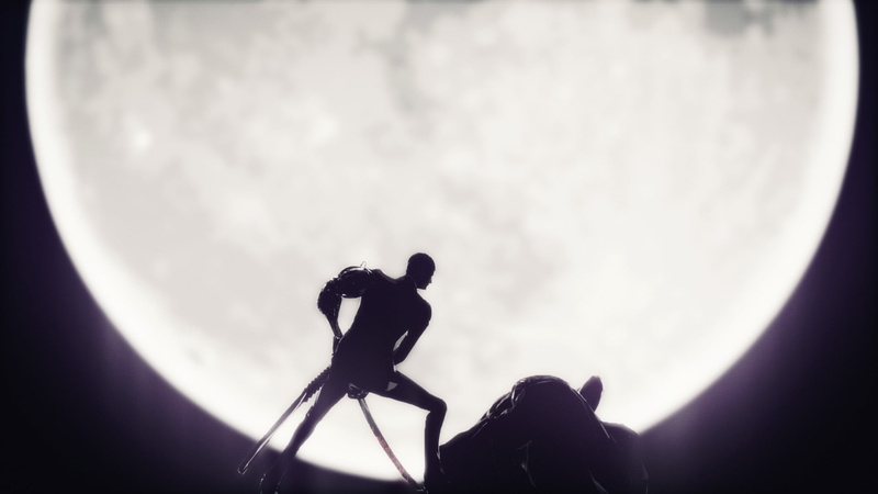 Suda 51, man, katana, low angle view, silhouette, child, two people, anime, standing, childhood, space, professional occupation, real people, side view