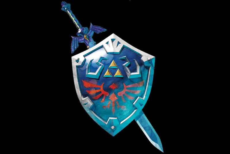 still life, multi colored, black background, video games, creativity, 720P, sword, close-up, copy space, studio shot, Master Sword, circle, design, no people
