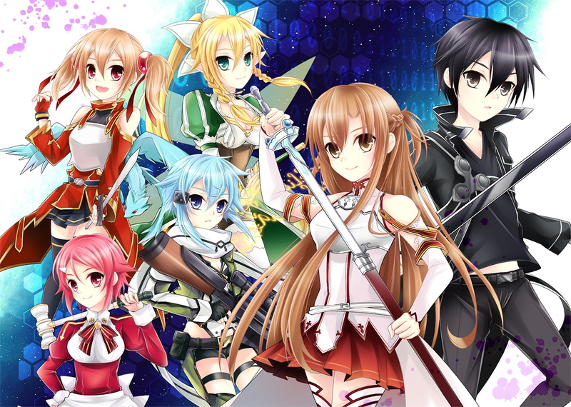 Kazuto Kirigaya, Lisbeth (Sword Art Online), Sword Art Online II, Sword Art Online, 1080P, Silica (Sword Art Online), Kirito (Sword Art Online), Leafa (Sword Art Online)