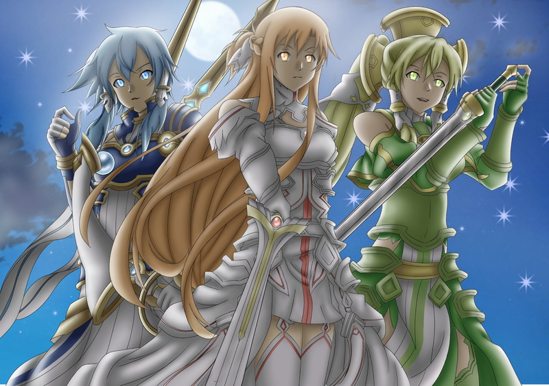 Sinon (Sword Art Online), Sword Art Online II, Sword Art Online, Leafa (Sword Art Online), Shino Asada, 1080P, Suguha Kirigaya, Asuna Yuuki