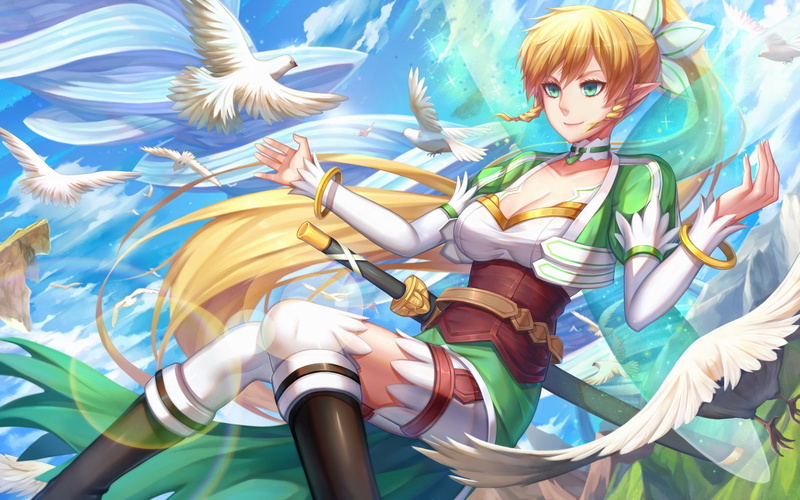 people, nature, innocence, outdoors, toy, Leafa (Sword Art Online), Sword Art Online, multi colored, representation, Anime, 1080P, childhood, low angle view