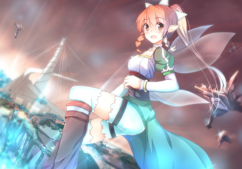 one person, adult, Sword Art Online II, Leafa (Sword Art Online), beautiful woman, digital composite, holding, illuminated, celebration, event, 720P, females